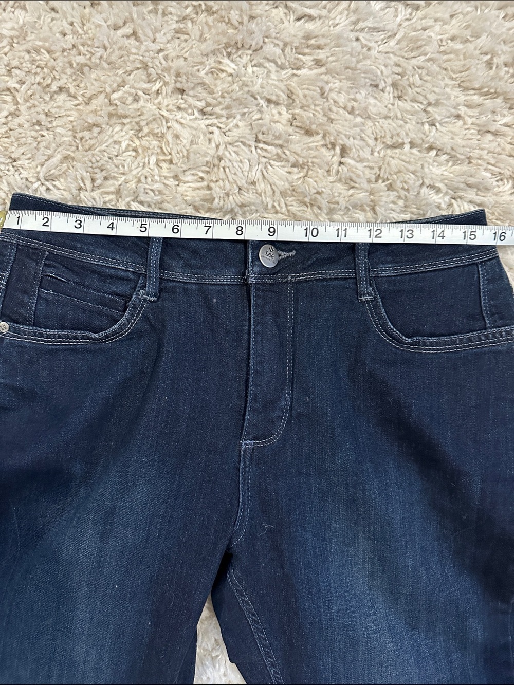 LEE PLATINUM Women's Dark Blue Bootcut Jeans Slimming & Flattering Sz 10, 32x30 - Picture 12 of 14
